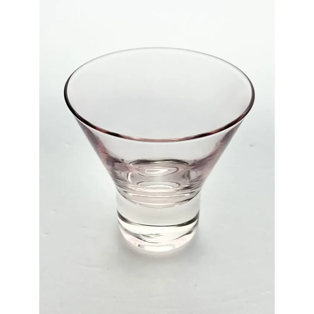 1960s Vintage Mid-century 5 Pink Stemless Martini Cocktail Glasses 3 1/4” 6oz